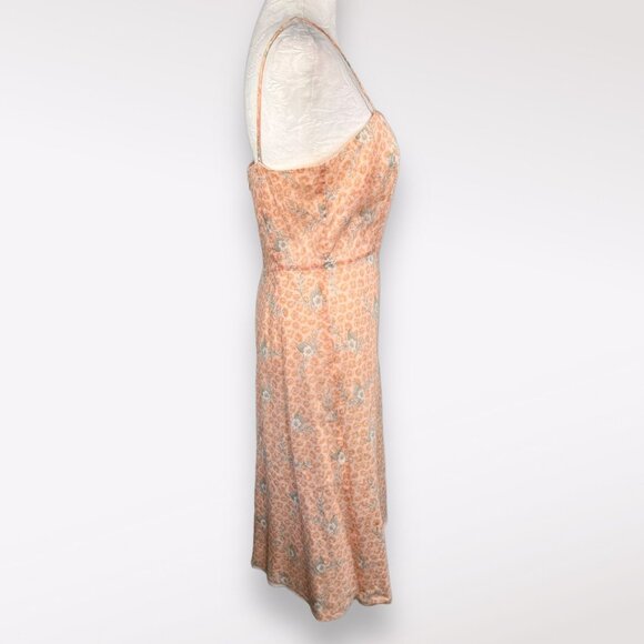 J.Crew Slip Dress Midi Spaghetti Straps Orange Floral Cotton Size 6 - Picture 6 of 10